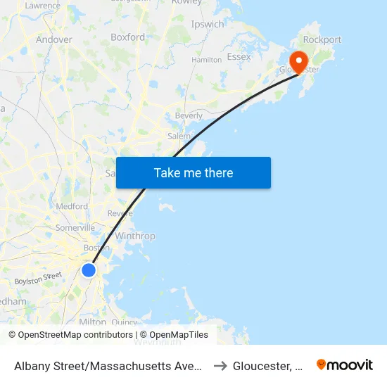 Albany Street/Massachusetts Avenue to Gloucester, MA map