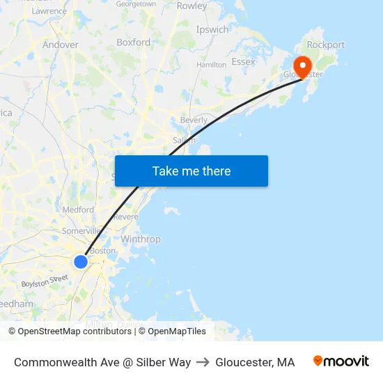 Commonwealth Ave @ Silber Way to Gloucester, MA map