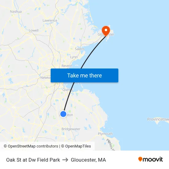 Oak St at Dw Field Park to Gloucester, MA map