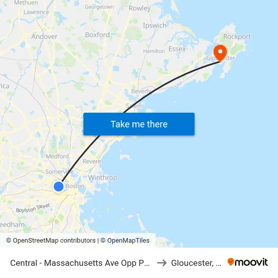Central - Massachusetts Ave Opp Pearl St to Gloucester, MA map