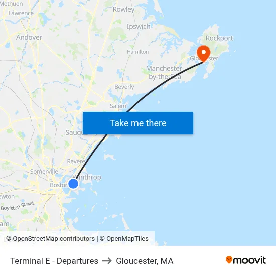 Terminal E - Departures to Gloucester, MA map