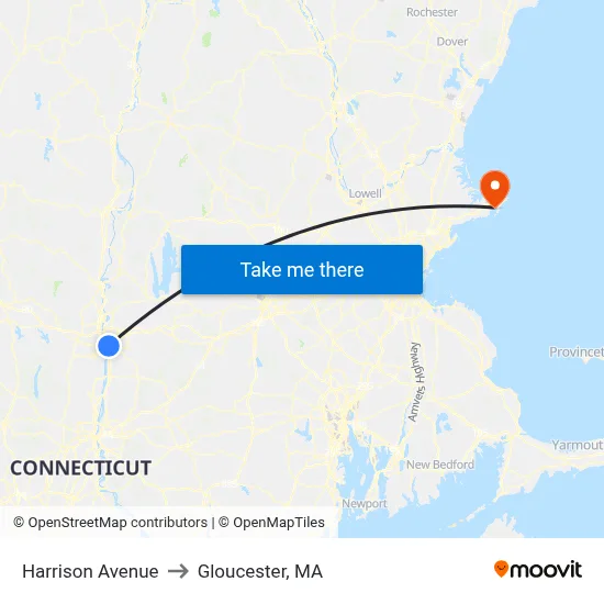 Harrison Avenue to Gloucester, MA map