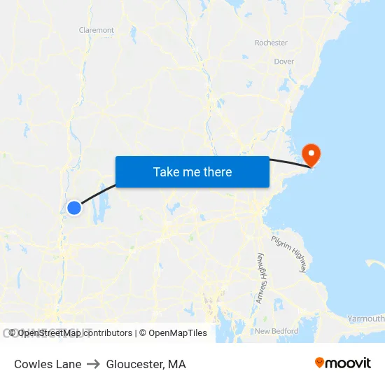 Cowles Lane to Gloucester, MA map