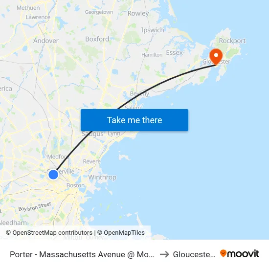 Porter - Massachusetts Avenue @ Mount Vernon St to Gloucester, MA map