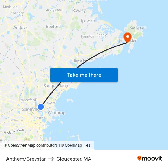 Anthem/Greystar to Gloucester, MA map