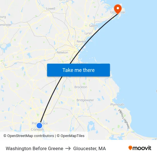 Washington Before Greene to Gloucester, MA map