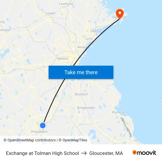 Exchange at Tolman High School to Gloucester, MA map