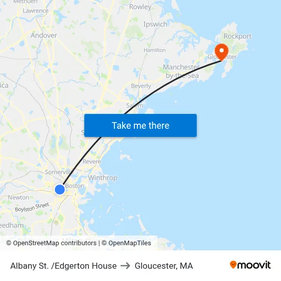 Albany St. /Edgerton House to Gloucester, MA map