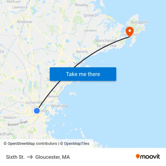 Sixth St. to Gloucester, MA map