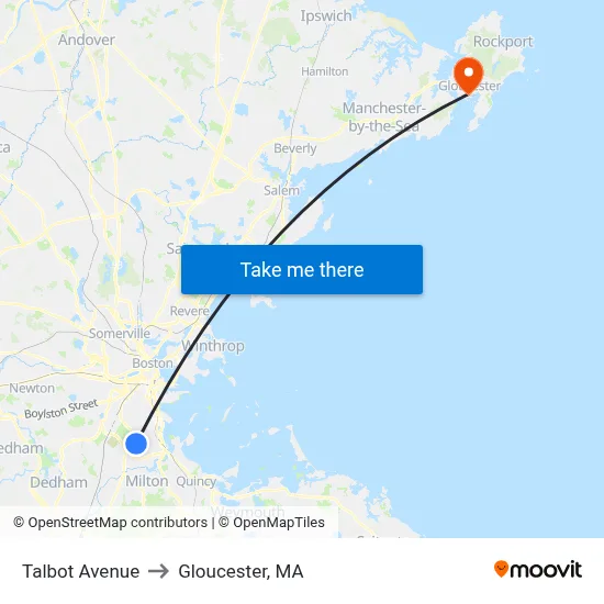 Talbot Avenue to Gloucester, MA map