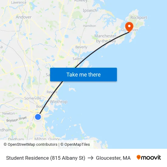 Student Residence (815 Albany St) to Gloucester, MA map