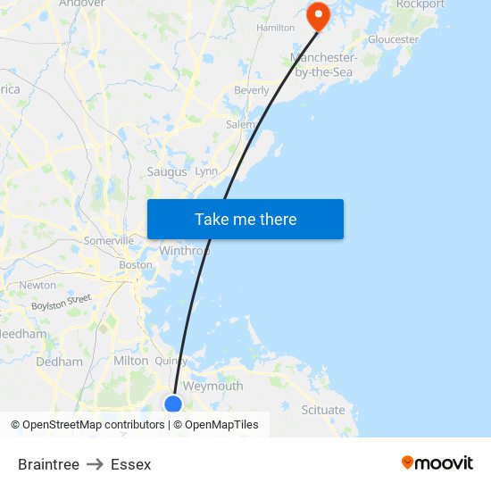 Braintree to Essex map