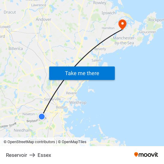 Reservoir to Essex map