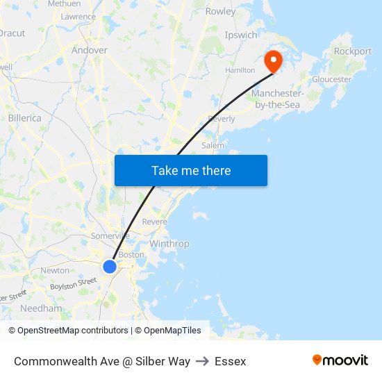 Commonwealth Ave @ Silber Way to Essex map