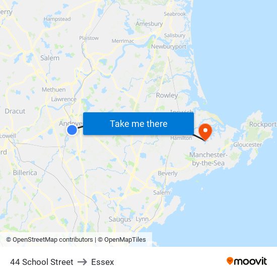 44 School Street to Essex map