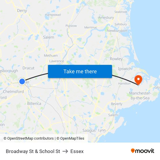 Broadway St & School St to Essex map
