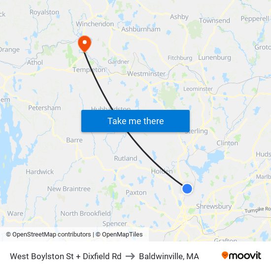 West Boylston St + Dixfield Rd to Baldwinville, MA map