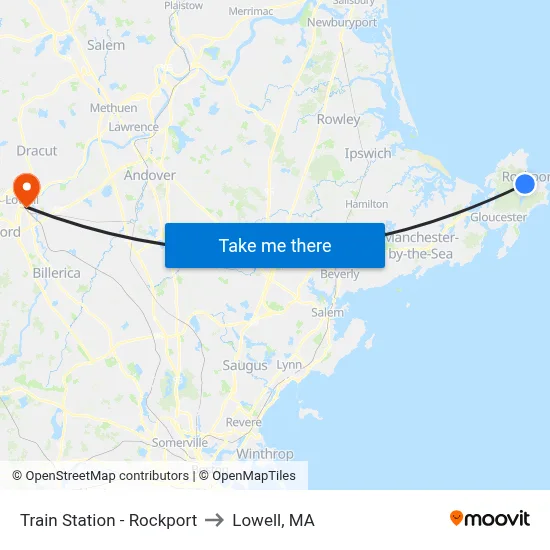 Train Station - Rockport to Lowell, MA map