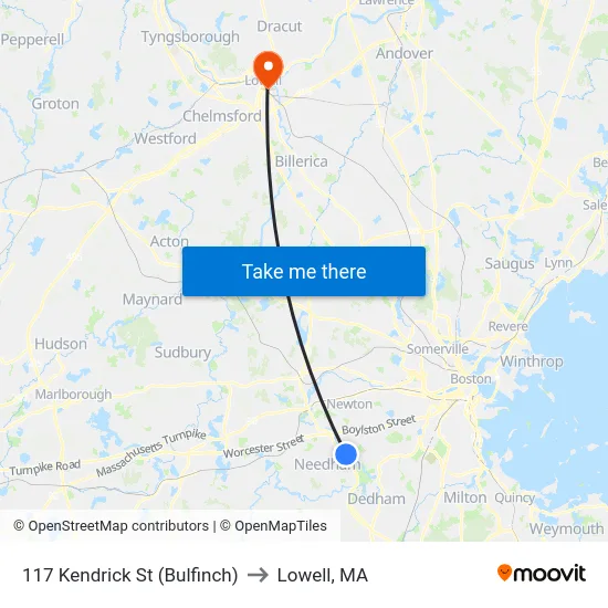 117 Kendrick St  (Bulfinch) to Lowell, MA map
