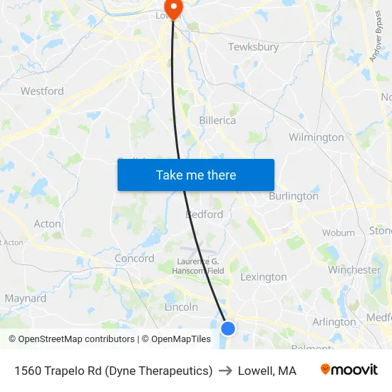 1560 Trapelo Rd  (Dyne Therapeutics) to Lowell, MA map