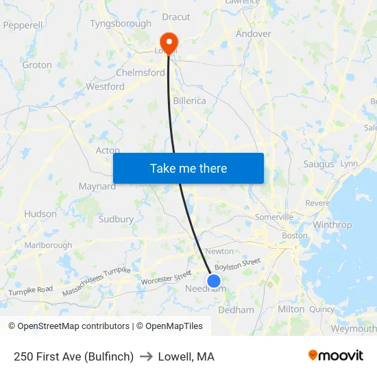 250 First Ave  (Bulfinch) to Lowell, MA map
