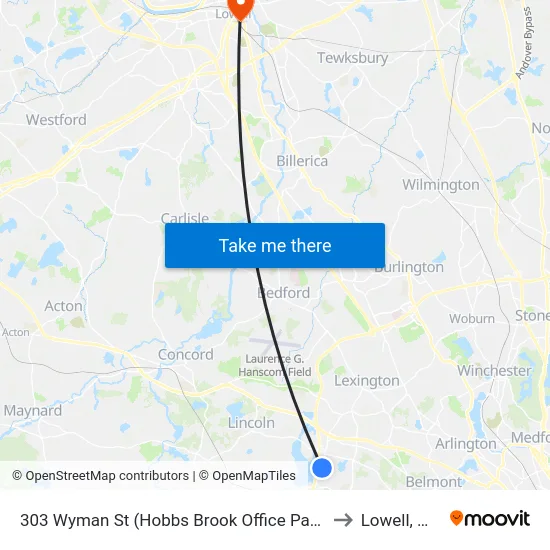303 Wyman St  (Hobbs Brook Office Park) to Lowell, MA map