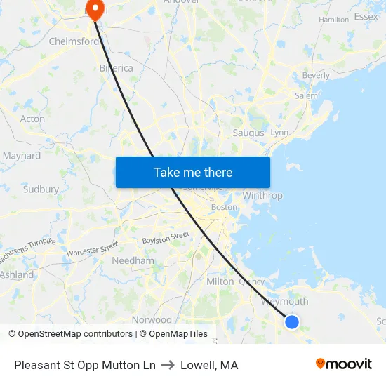 Pleasant St Opp Mutton Ln to Lowell, MA map