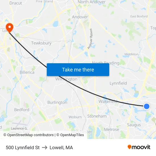 500 Lynnfield St to Lowell, MA map