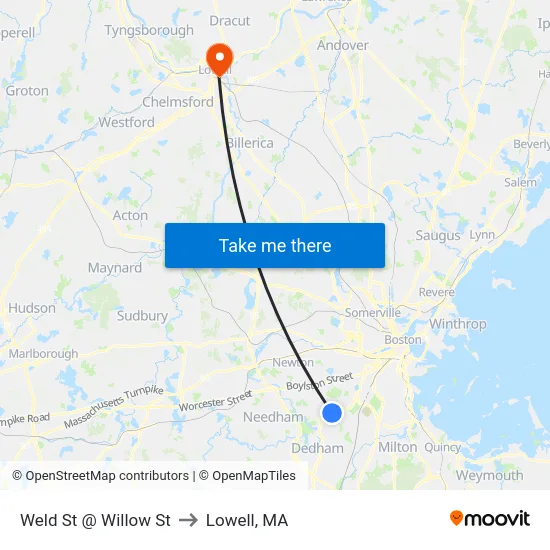 Weld St @ Willow St to Lowell, MA map