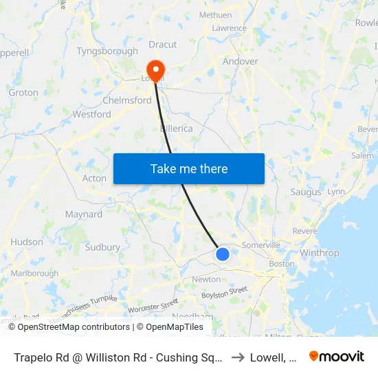 Trapelo Rd @ Williston Rd - Cushing Square to Lowell, MA map