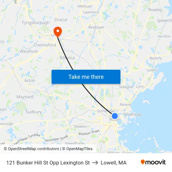 121 Bunker Hill St Opp Lexington St to Lowell, MA map