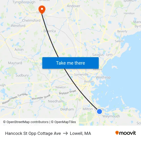 Hancock St Opp Cottage Ave to Lowell, MA map