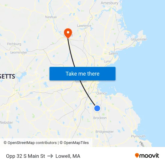 Opp 32 S Main St to Lowell, MA map