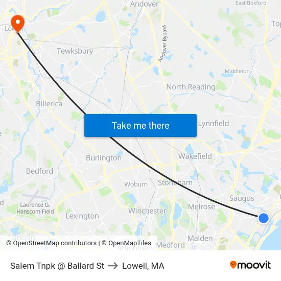 Salem Tnpk @ Ballard St to Lowell, MA map