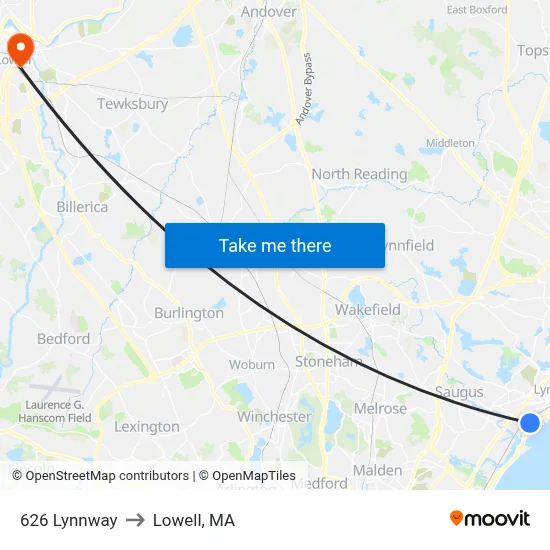 626 Lynnway to Lowell, MA map