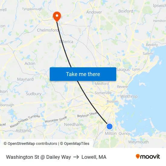 Washington St @ Dailey Way to Lowell, MA map