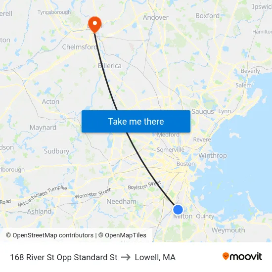 168 River St Opp Standard St to Lowell, MA map