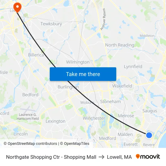 Northgate Shopping Ctr - Shopping Mall to Lowell, MA map