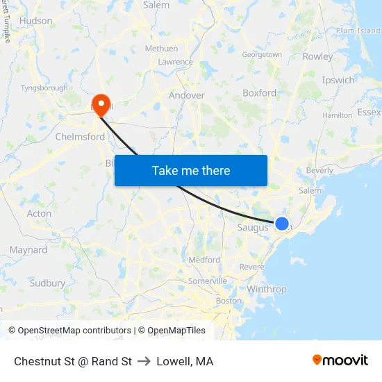 Chestnut St @ Rand St to Lowell, MA map