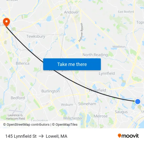 145 Lynnfield St to Lowell, MA map