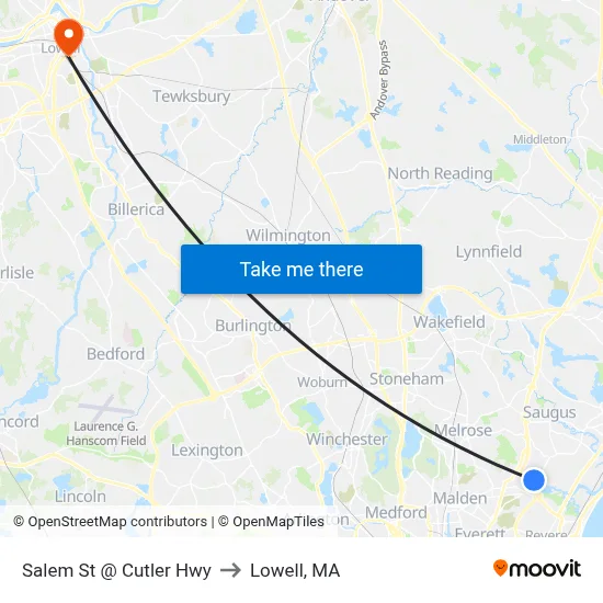 Salem St @ Cutler Hwy to Lowell, MA map