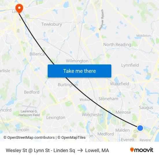 Wesley St @ Lynn St - Linden Sq to Lowell, MA map