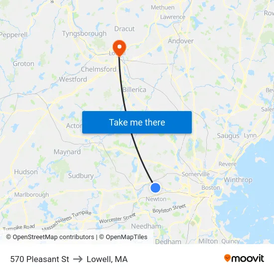 570 Pleasant St to Lowell, MA map