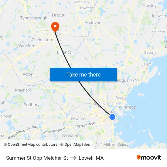 Summer St Opp Melcher St to Lowell, MA map