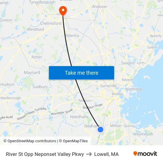 River St Opp Neponset Valley Pkwy to Lowell, MA map