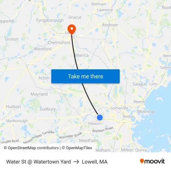 Technology Way @ Watertown Yard to Lowell, MA map