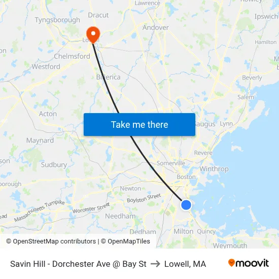 Savin Hill - Dorchester Ave @ Bay St to Lowell, MA map