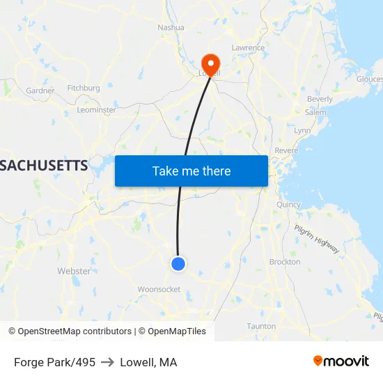 Forge Park/495 to Lowell, MA map