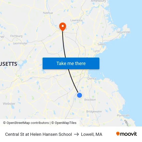 Central St at Helen Hansen School to Lowell, MA map