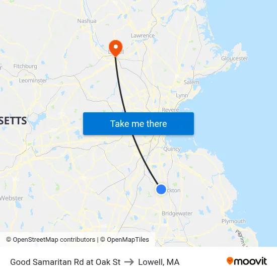 Good Samaritan Rd at Oak St to Lowell, MA map